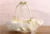 Lace Wedding Flower basket Flower Petal Fruit Basket Simulation petals Wedding Supplies Lace Ribbon Bamboo Basket