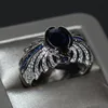 Bague d'amoureux pour hommes bijoux de luxe Top vente marque Desgin 925 argent Sterling bleu saphir CZ diamant pierres précieuses Animal bague de mariage ensemble