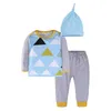 3 pezzi neonato neonato ragazza vestiti manica lunga moda stampa T-shirt + pantaloni a righe + cappello neonata ragazzo set abbigliamento infantile