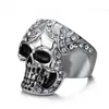 Punk Vintage Edelstahl Schädel Ring für Männer Antike Silber Farbe Zirkon Herren Ringe Hip Hop Männlichen Schmuck