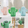 Portabel USB Mini Cactus Form Tecknade Luft Luftfuktare Essential Oljediffusor Kaktusarom Diffusor Med Nattljus För Hem Sovrum Office