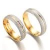 Gold Dull Polish Stainless Steel Ring Diamond Couple Engagement Wedding Rings Men Womens Fashion Jewelry will and sandy