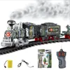 Model Toy Railroad Railway Remote Control RC Track Car Electric Steam Smoke RC Christmas Train Set Gift