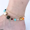 Univers galaxie les huit planètes du système solaire étoile gardienne perles en pierre naturelle bracelets de cheville pour femmes bijoux