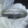 Vecalon 2017 Pave inställning 5a Cubic Zirconia Baguette Armband Silver Färg Bangle Vit Guld Fylld Kvinnans Accessaries Smycken