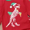 Natal Crianças Roupas Set 2018 Dinossauro das Crianças Novas Impresso Camisa de Manga Longa T + Calças Calças Duas Peças de Pijama Meninos Meninas Outfits