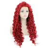 26 "Extra Long # 3100 Red Curly Cally Friendly Sintetic Hair Lace Front Party Wig