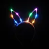 Çocuklar Yetişkinler Bunny Kulakları Yanıp Sönen LED Glow Kafa Hairband Kadınlar Bar KTV Gece Kulübü Elbise Dekor Glow Parti Malzemeleri QW7102