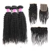 8A Brésiliens Vierge Cheveux Raides Bundles avec Frontale Vague Profonde Cheveux Humains Tisse Vendeurs Crépus Bouclés Trames de Cheveux Avec Extensions de Fermeture