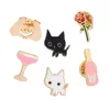 2018 Flamingo Wine Bottle Cup Rose Flower Heart Shape cat Cartoon Brooch Pins Collar Bag Jacket Brooches Jewelry For Women Girl