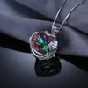 Huge 31.6ct High Quality Rainbow Fire Mystic Topaz Heart Necklace Pendant 925 Solid Sterling Silver Romantic Gift For Women S18101308