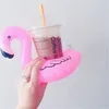 Ins pvc opblaasbare flamingo drankjes beker houder zwembad cartoon drijvers drijvende drank cup stand ring bar onderzetters kinderen bad speelgoed zwemmen
