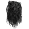 7 Stück Mongolische Afro Verworrene Lockige Clip-Ins Echthaar 100G Afroamerikaner Afro Verworrene Haarspange In Extensions 16" 18" 20" 22" 24" 26"