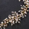 Handmade Pearl Crystal Bridal Vine Jewelry Gold Bridal Boho Capacete Acessórios da faixa da cabeça JCG0234862674