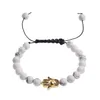 10pc/set unique jewelry cheap adjustable handmade gift friendship white howlite beads 8mm gold copper evil eye bracelet for women men