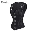 Corsetto medievale vintage gotico rosato Bustier Stampa floreale Patchwork in pizzo Rivetto Benda sottile Corsetto sexy retro pull-up con lacci