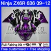 Body + Tank voor Kawasaki ZX636 ZX-6R 2009 2010 2011 2012 208hm.40ZX 636 ZX 6R 600CC ZX-636 ZX6R Dark Purple Black 09 10 11 12 Hoogstoffen