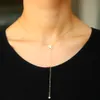 Collana Y lariat in argento sterling 925 OL Ladies regalo gioielli di alta qualità diamante cz che scintilla bling catena lunga argento moda minima