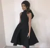 2019 Little Black Cocktail Dress طول الشاي شبه النادي ارتداء ثوب التخرج من العودة للوطن بالإضافة إلى حجم مخصص Made9348095