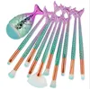11st / lot Eye Makeup Brushes Sätter Mermaid Pinceaux de Maquillage Make up Brush High Tech Tool Kit