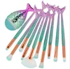 11pcs/Lot Eye Makeup Brushes Sets Mermaid pinceaux de maquillage Make up Brush High Tech Tool Kit