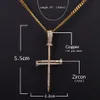 Collier pendentif croix clou pour hommes glace Zircon cubique avec chaîne de Tennis 4mm couleur or argent bijoux Hip Hop