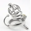 Chastity Devices New Male Middle Size Stainless Steel Chastity Bird Cage With Hook Ring Soft Tube #R87