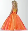 Новое поступление, оранжевое пышное платье для девочек, бальное платье принцессы, тюль, вечерние, с бисером, кекс, для молодых, милых маленьких детей, на свадьбу, для девочек, Dr189M