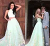 piece prom dresses light green