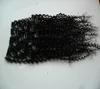 4B 4C Kinky Curly Clip In Human Hair Extensions Brasilian Remy Hair 100g Natural Black Full Head Brasilian Remy Hair Clip Inne 9st / Lot