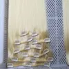 Clip de qualité supérieure dans les extensions de cheveux humains cheveux vierges brésiliens 7pcs / ensemble 100g vague droite couleur blonde clips de cheveux9847006