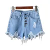 Hög midja tofs stil rippade jeans sommar stor storlek kort byxor kvinnor denim shorts