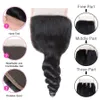 9a Brasiliansk Virgin Human Hair Weave Obehandlad Kroppsvåg Lös silkeslen Straight Natural Color 4x4 Lace Closure med 3 buntar från MS Joli