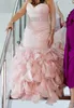 Blushing Pink Mermaid Sweetheart Colorful Wedding Dresses With Beaded Belt Ruffles Skirt Corset Back Modern Bridal Gowns Couture Custom Made