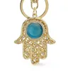 Bleu mauvais œil Hamsa main porte-clés cristal porte-clés charme sac à main pendentif sac à main sac décoration vacances