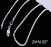 Серебро 2MM Змея цепи ожерелья ювелирные изделия высокого качества 925 Silver Smooth Snake Chain 16inch - 24inch Mix Размер