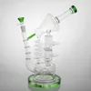 Bongrosa Big Glass Water Bongs 13 '' Blå grön robust rund basbubblare Recycler Hipster Glass Vattenrör