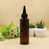 100ml 100pcs green brown empty round pointed mouth E liquid plastic container 100cc empty blue cosmetic bottles with pointed mouth303W