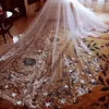 3M White Tulle One Layer Stars Wedding Veil With Comb Long Princess Veils Lace Cathedral Length Bridal Appliques Veil