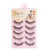 Najlepsza Sprzedaż Dingsen 5 Pair Natural Messy Cross Eye Lashes Makeup Handmade Soft Black False rzęsy # 91759