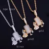 Men's Jewelry Hip Hop Pendant Necklace Iced Out Microphone Holding Money Bag Gold Silver Color Cubic Zircon Free Tennis Chain