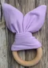 100pcs Bebek bebek INS Dişlikler Teething Yüzük Doğal Ahşap Çember düz renk Tavşan Kulak pamuk Diş Pratik Oyuncak El Yapımı Yüzük YE013