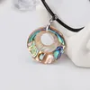 Heißes Design Bunte natürliche Abalone-Muschel-Anhänger-Halskette runder Modeschmuck Geschenke für Frauen Männer Großhandel Einzelhandel