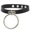 Metall o ring choker krage halsband pu läder choker halsband hals spets för kvinnor flickor mode maxi smycken will och sandy