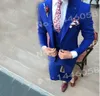 Economici e raffinati risvolto a punta blu smoking da sposo con un bottone abiti da uomo matrimonio / ballo di fine anno / cena giacca da uomo migliore (giacca + pantaloni + cravatta + gilet)