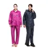 Outdoor adult Hiking raincoat Men and women fashion semi transparent frosted EVA Rainwear Waterproof Poncho Rain Coat - rose red