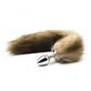 Bondage Fluffy Fur Fox Tail Stainless Steel Plug Cosplay Animal Pet Tails Stoppper #R78