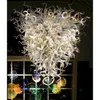 Pure White Clear Art Glass Ceiling Light Hand Blown Chain Hanging Lamp for Museum Church Decor