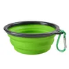 다채로운 음식 학년 실리콘 접는 개 사발 Expandable Cup Dish 애완 동물 피더 휴대용 여행 그릇 Carabiner