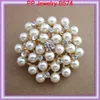 Gold Tone Fancy Strassonstone Clear Crystal und Faux Pearl Flower Brosche/Hochzeit Bouquetparty Pins B291